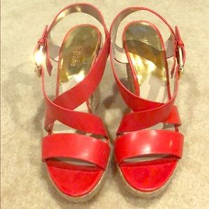 Michael Kors Leather Espadrille Wedges